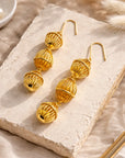 Women Golden Lantern Metal Earrings – Southern French Inspired 3D Designer Jewelry
