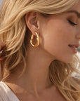 Damen Ohrringe mit unregelmäßiger geometrischer Form – Minimalistische, galvanisierte Legierungs-Statement-Ohrringe, Gold & Silber