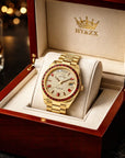 Men's Swiss ETA Automatic Watch – Sapphire Crystal, Gold Stainless Steel Business Wristwatch