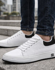 Atmungsaktive Leder-Sneaker für Herren – leichte Schnür-Freizeitsportschuhe mit erhöhter Sohle, EU 38–45, 2 Farben