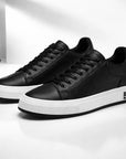 Atmungsaktive Leder-Sneaker für Herren – leichte Schnür-Freizeitsportschuhe mit erhöhter Sohle, EU 38–45, 2 Farben