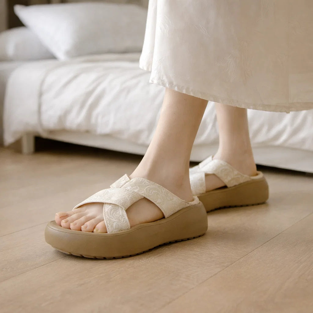 Women's Thick Sole Platform Sandals – Soft One-Strap Beach &amp; Commuter Slippers, EU 34–41, 2 Colors