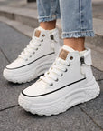 Damen High-Top Plateau Sneaker – Dicksohlige, runde Zehenpartie, atmungsaktive Modeschuhe