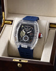 Men's Multi-Function Mechanical Watch – Transparent Barrel Case, Silicone Strap & Luminous Sport Timepiece